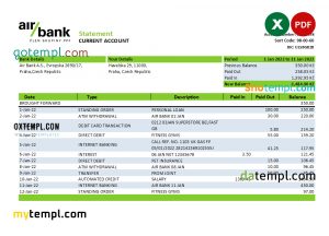 Sweden Citibank bank statement easy to fill template in Excel and PDF format