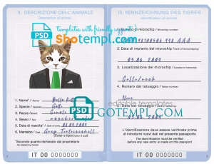 free Serbia dog (animal, pet) passport PSD template, completely editable