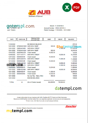 Monaco Julius Bar bank statement easy to fill template in Word and PDF format