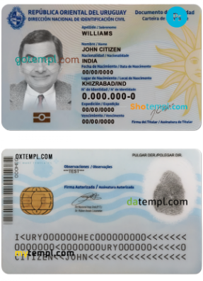 Uruguay ID card PSD template, completely editable