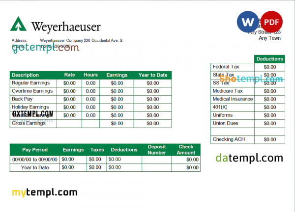 USA forest and paper company employee sheet template in Word and PDF format