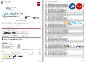 USA Washington BB&T bank statement Word and PDF template, 5 pages