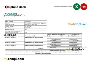 Guatemala Banco de Guatemala bank statement template, Word and PDF format (.doc and .pdf)