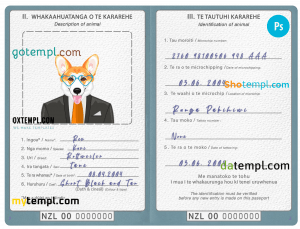 free Belize cat (animal, pet) passport PSD template, fully editable