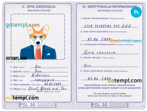 free Taiwan dog (animal, pet) passport PSD template, fully editable