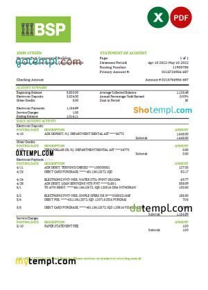 USA DTE Energy utility bill template in Word and PDF format (2 pages)