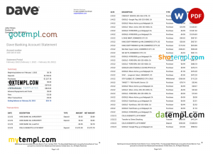 United Kingdom Revolut bank statement template in Word and PDF format (3 pages)