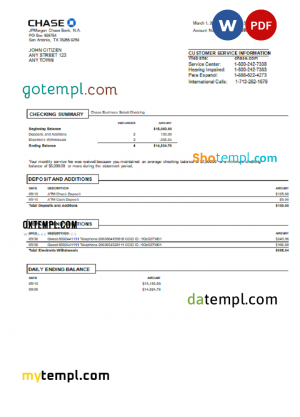 British Columbia FortisBC business utility bill, Word and PDF template