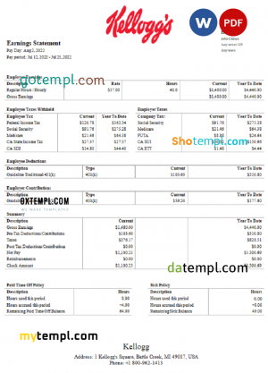 South State bank company statement Word and PDF template