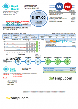 rapid benefit universal multipurpose utility bill, Word and PDF template