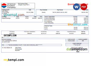 Philippines Pro Source Global BPO Inc. paystub template in Word and PDF format