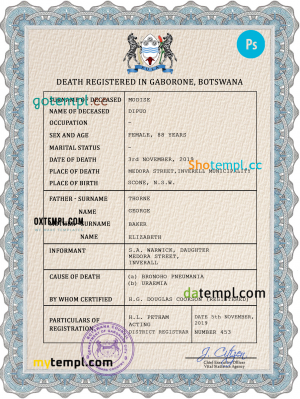 Guatemala death certificate Word and PDF template, completely editable