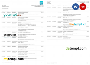 Germany Consorsbank bank statement, Word and PDF template, 2 pages