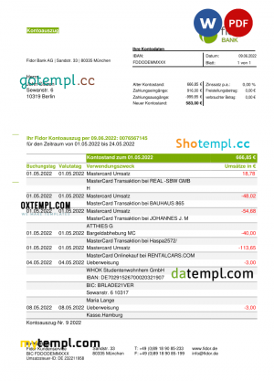 Gibraltar Electricity Authority utility bill Word and PDF template