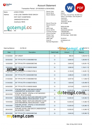 Australia ING Direct bank statement easy to fill template in Word and PDF format