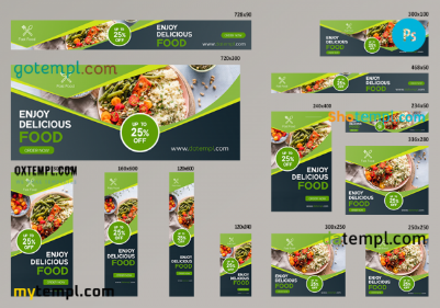 kitchen fuel editable banner template set of 13 PSD