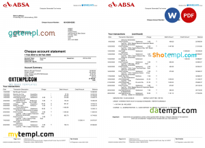 Oman Muscat Bank statement, Word and PDF template