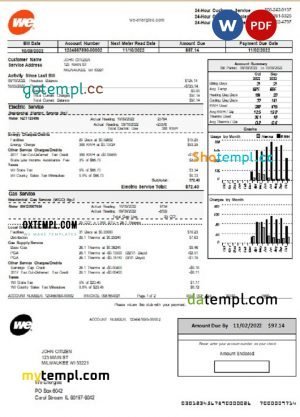 Estonia Eesti Energia utility bill Word and PDF template, 4 pages
