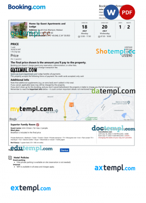 Haiti Airbnb booking confirmation Word and PDF template