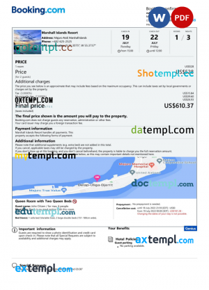 Liberia Airbnb booking confirmation Word and PDF template