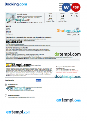 Niger Airbnb booking confirmation Word and PDF template