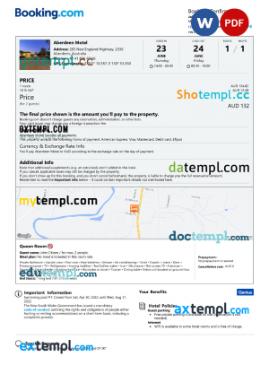 Timor Leste Airbnb booking confirmation Word and PDF template