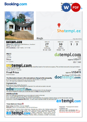 USA Airbnb booking confirmation Word and PDF template