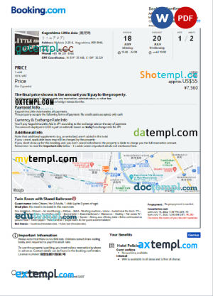 Thailand Bangkok bank account statement template in Word and PDF format