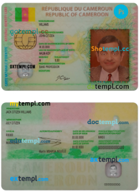Cameroon ID card PSD template, with fonts