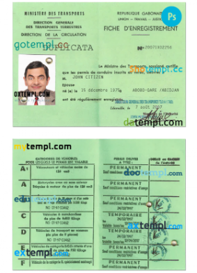 Gabon driving license PSD template, with fonts