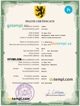 point flow death universal certificate PSD template, completely editable