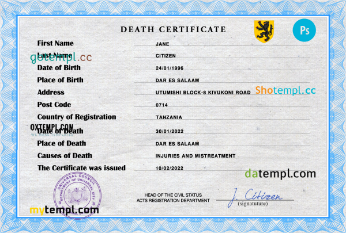 # wise crowd death universal certificate PSD template, completely editable