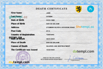 wise crowd death universal certificate PSD template, completely editable