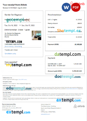 Graphic design invoice template in word and pdf format