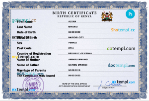 Qatar birth certificate PSD template, completely editable