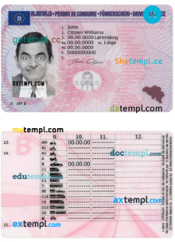 Belgium driving license PSD template, version 2