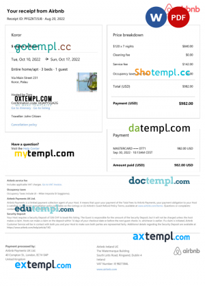 Finland Aktia Bank statement template in Word and PDF format