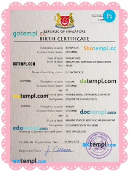 Australia Western Australia birth certificate template in Word format, version 2