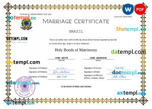 Bahrain marriage certificate Word and PDF template, fully editable