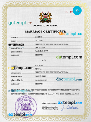 Sudan vital record birth certificate PSD template
