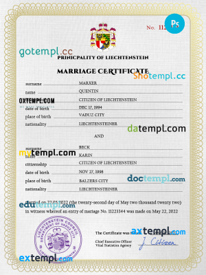 Cuba marriage certificate Word and PDF template, fully editable