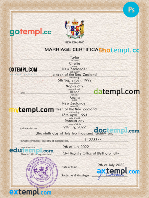 USA Washington certificate of live birth PSD template