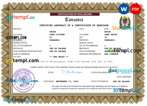 Belize death certificate PSD template, completely editable