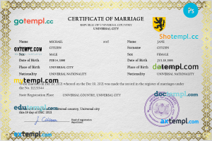 viewfinder universal marriage certificate PSD template, fully editable