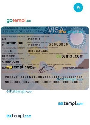 Egypt entry visa template in PSD format