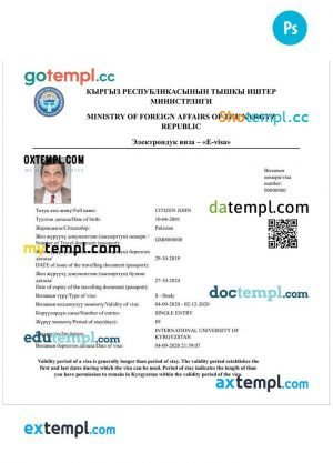 Korea tourist visa PSD template, fully editable
