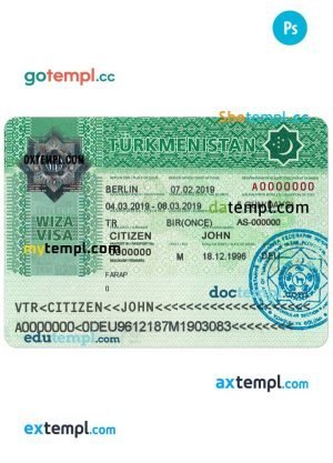 El Salvador travel visa PSD template, fully editable