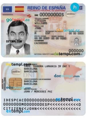 Spain ID template in PSD format, fully editable, 2021 – present