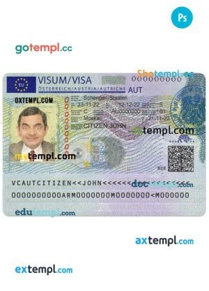 Kyrgyz Republic e-visa PSD template, fully editable