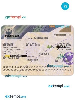 Indonesia visa PSD template, version 2